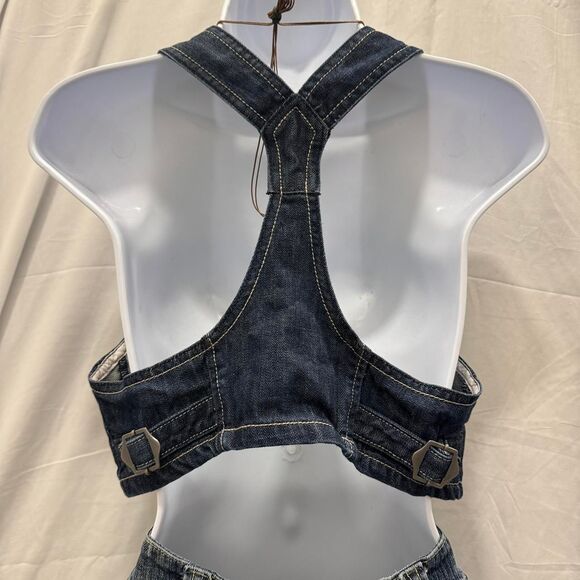 Heritage 1981 Y2K Grunge Denim Vest Dark Wash Cropped Button Front Women's Small - Picture 6 of 8